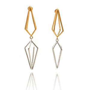 Double Triangle Link Earrings - Gold/Silver-Earrings-Veronika Majewska-Pistachios