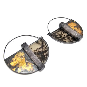 Druzy Semicircle Earrings-Earrings-Danielle Cadef-Pistachios