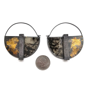Druzy Semicircle Earrings-Earrings-Danielle Cadef-Pistachios
