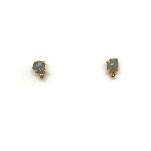 Dual Diamond and Gold Stud Earrings-Earrings-Amit Mangal-Pistachios