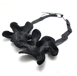 Ebony Wooden Statement Necklace-Necklaces-Ute Kolar-Pistachios