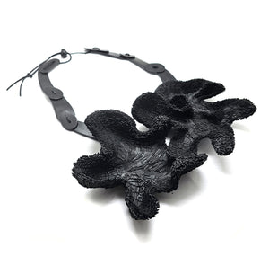 Ebony Wooden Statement Necklace-Necklaces-Ute Kolar-Pistachios