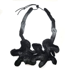 Ebony Wooden Statement Necklace-Necklaces-Ute Kolar-Pistachios