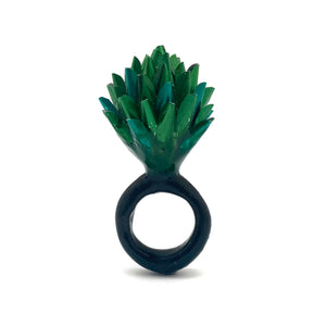 Emerald Green Flower Ring-Rings-Eunseok Han-Pistachios