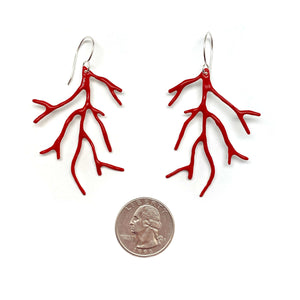 Enamel Coral Earrings - Red-Earrings-Georgia Charal-Pistachios