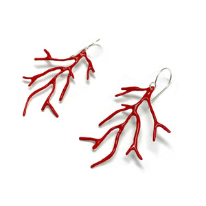 Enamel Coral Earrings - Red-Earrings-Georgia Charal-Pistachios