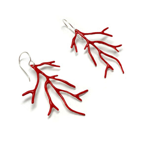 Enamel Coral Earrings - Red-Earrings-Georgia Charal-Pistachios