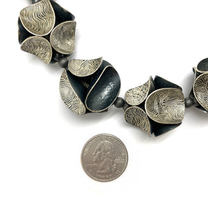 Etched Silver Statement Necklace-Necklaces-So Young Park-Pistachios