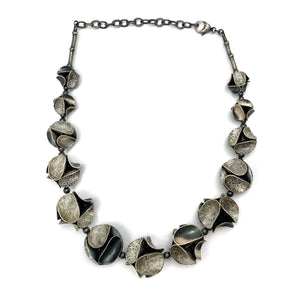 Etched Silver Statement Necklace-Necklaces-So Young Park-Pistachios