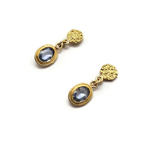 Faceted Sapphire Drop Stud Earrings-Earrings-Petra Class-Pistachios