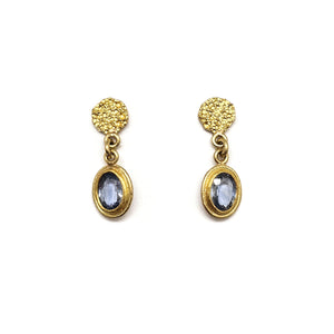 Faceted Sapphire Drop Stud Earrings-Earrings-Petra Class-Pistachios