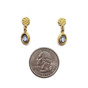 Faceted Sapphire Drop Stud Earrings-Earrings-Petra Class-Pistachios