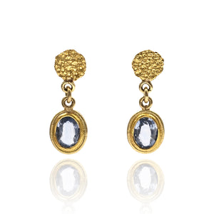 Faceted Sapphire Drop Stud Earrings-Earrings-Petra Class-Pistachios