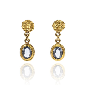 Faceted Sapphire Drop Stud Earrings