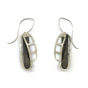 Film Strip Earrings- Silver and Black-Earrings-Mariusz Fatyga-Pistachios