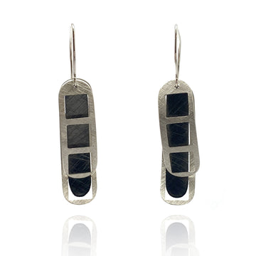 Film Strip Earrings- Silver and Black