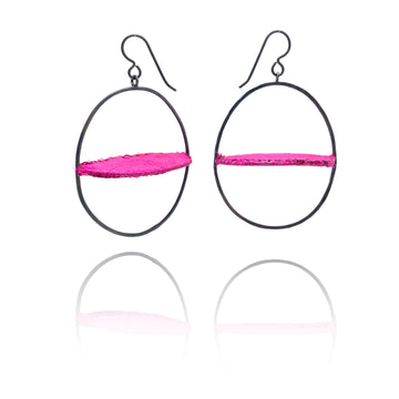 Floating Horizontal Pink Earrings