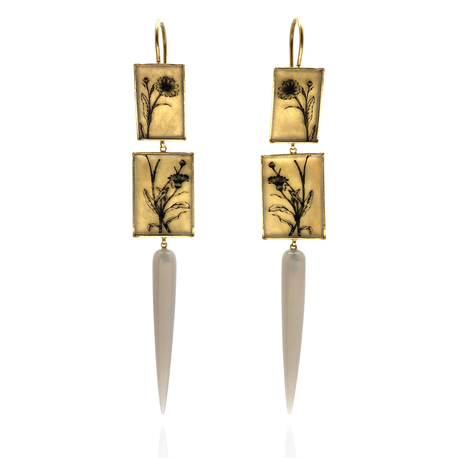 Floral Agate Drop Earrings-Rings-Anna Bankuti-Pistachios