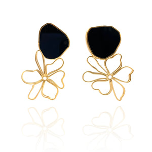 Floral Black Tourmaline Earrings-Earrings-Emily Rogstad-Pistachios