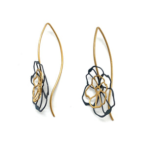 Floral Black and Gold Drops-Earrings-Anna Krol-Pistachios
