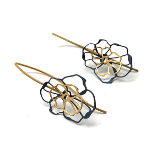 Floral Black and Gold Drops-Earrings-Anna Krol-Pistachios