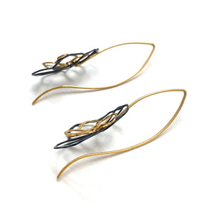 Floral Black and Gold Drops-Earrings-Anna Krol-Pistachios