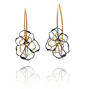 Floral Black and Gold Drops-Earrings-Anna Krol-Pistachios