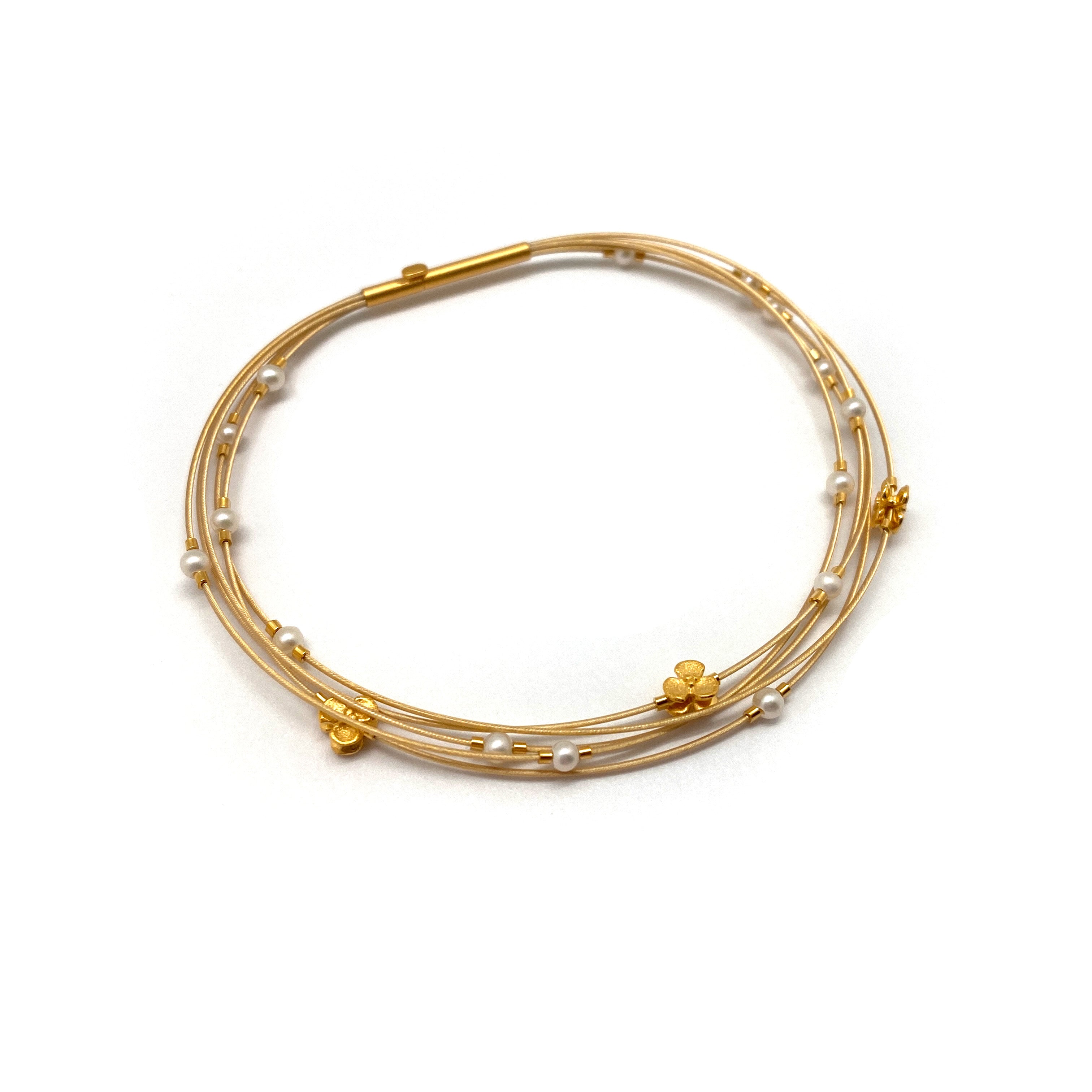 Floral Gold Vermeil Pearl Bracelet Bracelets Bernd Wolf Pistachios