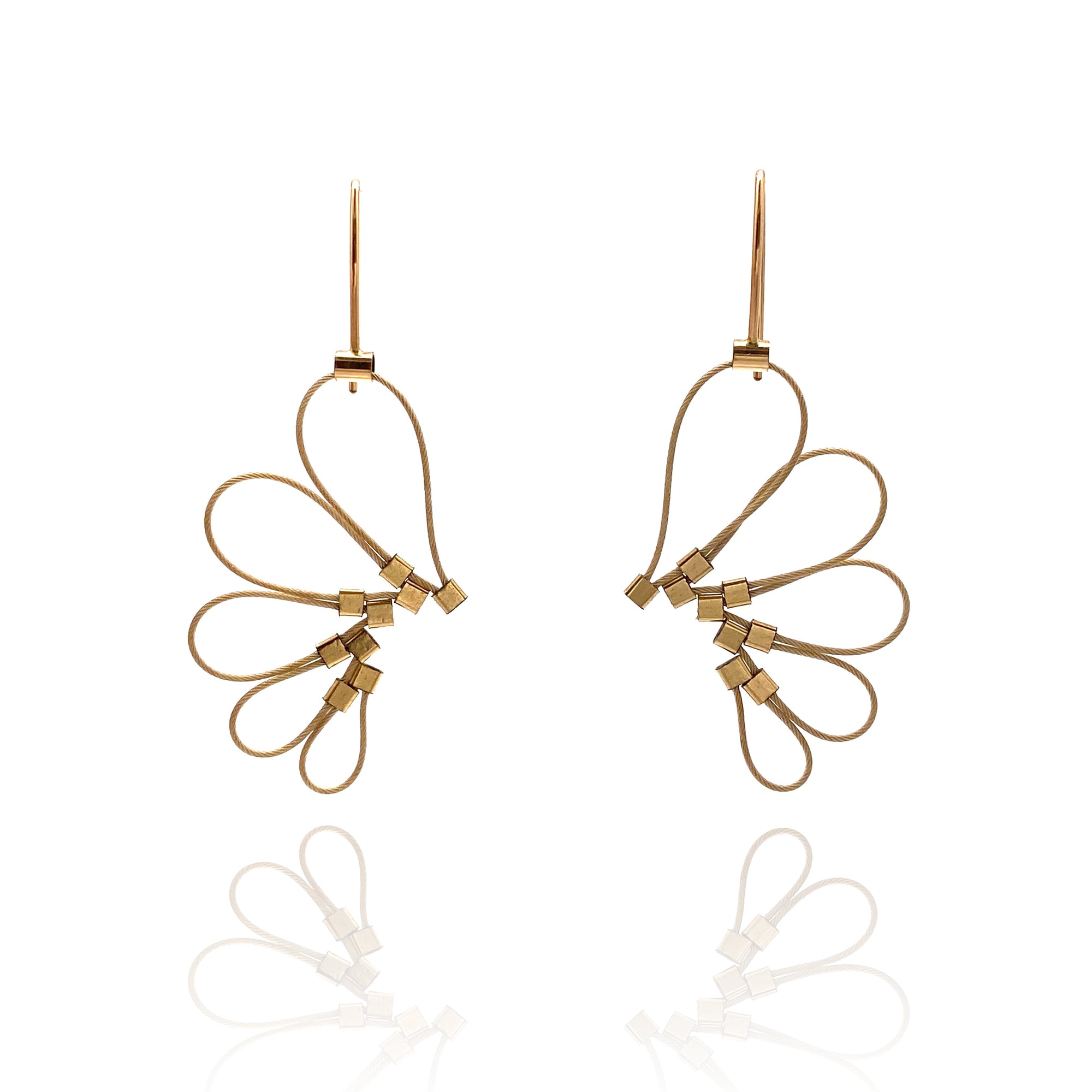 Floral Gold and Nylon Earrings-Earrings-Meghan Riley-Pistachios