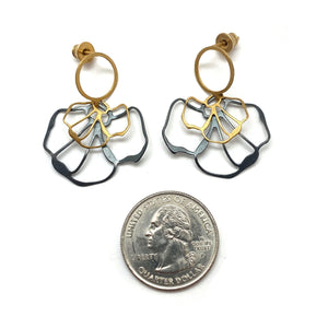Floral Gold and Oxidized Sterling Silver Earrings-Earrings-Anna Krol-Pistachios