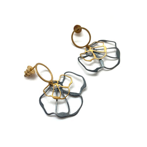 Floral Gold and Oxidized Sterling Silver Earrings-Earrings-Anna Krol-Pistachios