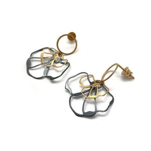 Floral Gold and Oxidized Sterling Silver Earrings-Earrings-Anna Krol-Pistachios