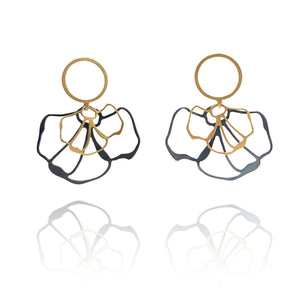 Floral Gold and Oxidized Sterling Silver Earrings-Earrings-Anna Krol-Pistachios