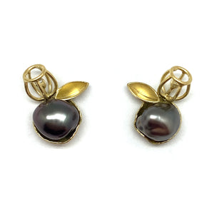 Flourishing Keshi Pearl Stud Earrings-Earrings-Liaung-Chung Yen-Pistachios