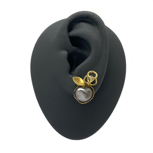 Flourishing Keshi Pearl Stud Earrings-Earrings-Liaung-Chung Yen-Pistachios