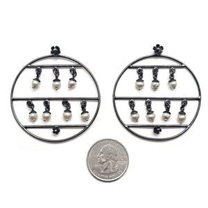 Flower Pearl Circle Earrings-Earrings-Liz Clark-Pistachios