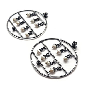 Flower Pearl Circle Earrings-Earrings-Liz Clark-Pistachios