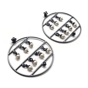 Flower Pearl Circle Earrings-Earrings-Liz Clark-Pistachios