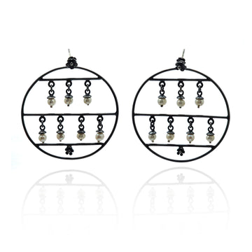 Flower Pearl Circle Earrings