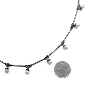 Flower Pearl Droplet Necklace-Necklaces-Liz Clark-Pistachios