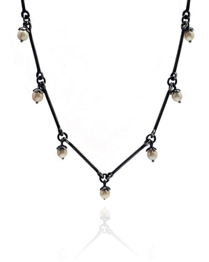 Flower Pearl Droplet Necklace-Necklaces-Liz Clark-Pistachios