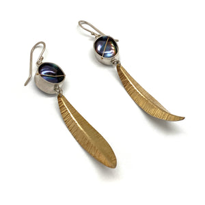 Freshwater Pearl Leaf Earrings-Earrings-Hilary Finck-Pistachios