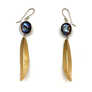Freshwater Pearl Leaf Earrings-Earrings-Hilary Finck-Pistachios