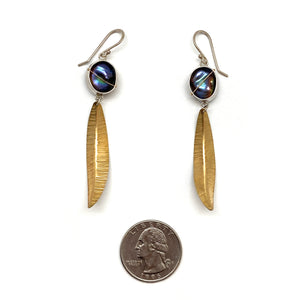 Freshwater Pearl Leaf Earrings-Earrings-Hilary Finck-Pistachios
