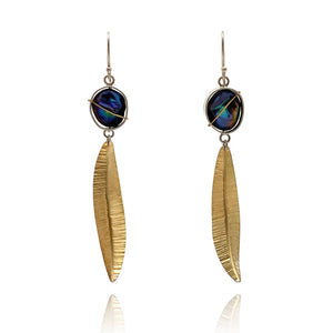 Freshwater Pearl Leaf Earrings-Earrings-Hilary Finck-Pistachios
