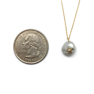 Freshwater Pearl and Diamond Necklace-Necklaces-Mizuki Shinkai-Pistachios