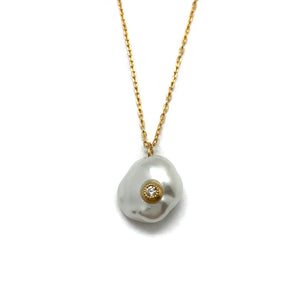 Freshwater Pearl and Diamond Necklace-Necklaces-Mizuki Shinkai-Pistachios