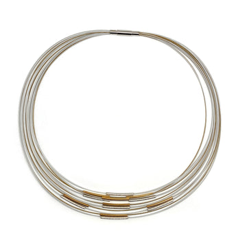 Frosted Silver and Gold Bar Necklace