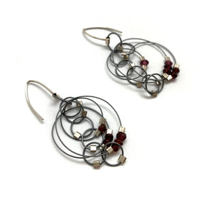 Garnet and Nylon Earrings-Earrings-Meghan Riley-Pistachios
