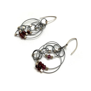 Garnet and Nylon Earrings-Earrings-Meghan Riley-Pistachios
